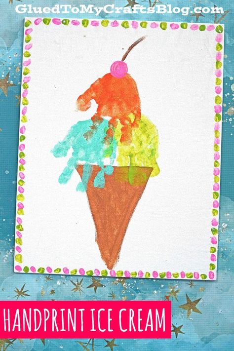 Summer Crafts For Infants, Fun Summer Crafts For Kids, Crafts For Infants, Handprint Calendar, Summer Crafts For Toddlers, Summer Preschool Crafts, Ice Cream Crafts, Summer Art Projects, Fun Summer Crafts