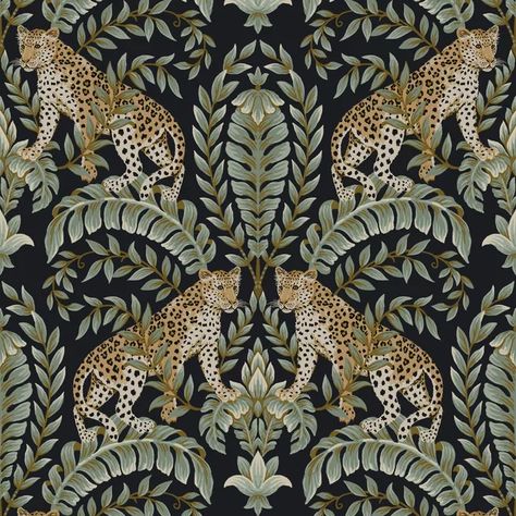 New Collection Wallpaper, Leopard Wallpaper Closet, Milton And King Leopard Wallpaper, Gucci Wallpaper In Bathroom, Jungle Print Wallpaper Bathroom, Animal Print Wallpaper Powder Room, Powder Room Wallpaper Animal Print, Dark Animal Wallpaper Bathroom, York Wallpaper