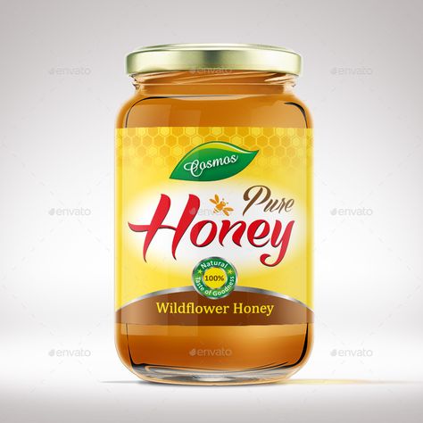 Honey Jar Label Template Honey Label Design Creative, Honey Bottle Design, Honey Sticker Design, Honey Branding Design, Honey Marketing, Honey Jar Design, Honey Packaging Design, Honey Labels, Honey Label Design