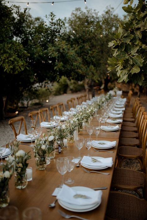 Dining Table Under Trees, Wooden Tables For Wedding, Wood Long Table Wedding, Long Wood Tables Wedding, Wedding Wooden Table Decorations, Wooden Tablescape, Wood Tables Wedding, Wooden Tables Wedding, Wooden Table Wedding Decor