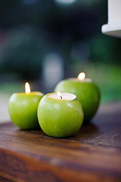 How to get creative with candles in your home – SheKnows Apple Candle Holders, Apple Tea, Diy Projektit, Apple Candles, Green Apples, Rosh Hashanah, Diy Centerpieces, Deco Floral, Green Apple