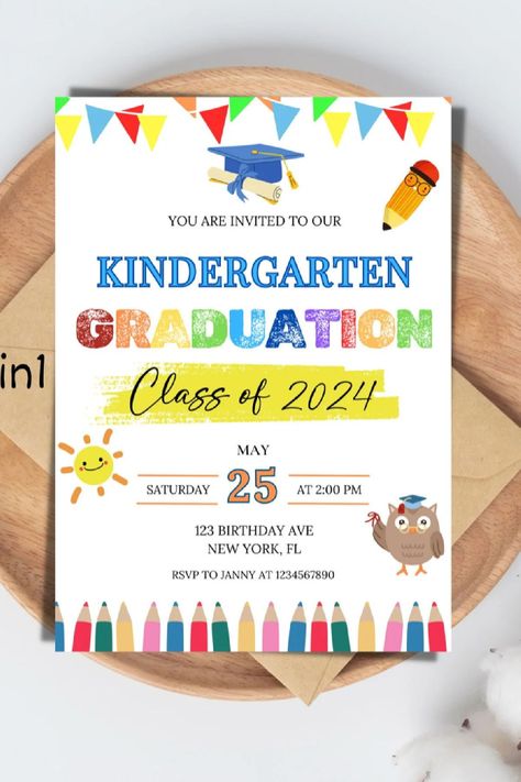 Preschool Graduation Invitations, Kindergarten Grad Party, Kindergarten Graduation Party Ideas, Kindy Graduation, School Wall Art Ideas, Graduation Invitation Design, Kindergarten Graduation Party, Future Is Bright, Graduation Party Ideas