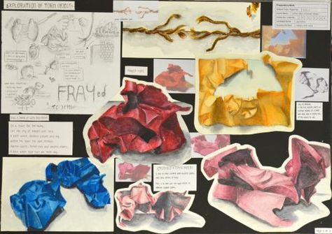 FRAYED AND TORN (Preparatory studies 1) O'LVL ART by Lany-fr Coursework Art, Art Igcse, Artworks Ideas, Mind Map Art, Art Coursework, Igcse Art, Art Homework, Art Presentation, Visual Journals