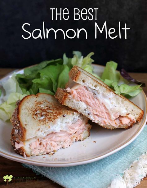 Gorgeous fresh salmon, melty cheese, a little schmere of flavorful yogurt dip, and toasty bread. These are the required elements to give you the Best Salmon Melt sandwich. Ever. Salmon Melt Sandwich, Salmon Melt Recipe, Salmon Melt, Fresh Salmon Recipes, Salmon Sandwich Recipes, Salmon Casserole, Salmon Food, Oven Roasted Salmon, Best Salmon