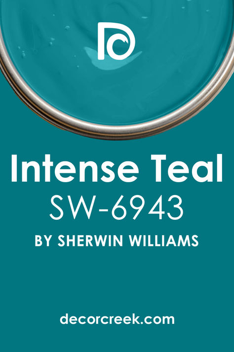 Intense Teal SW 6943 Paint Color by Sherwin-Williams Dark Teal Front Door Sherwin Williams, Intense Teal Sherwin Williams, Sherwin Williams Teal, Teal Walls Living Room, Turquoise Paint Colors, Accent Paint Colors, Teal Cabinets, Teal Front Doors, Teal Paint Colors