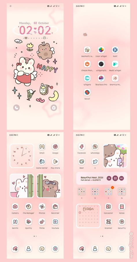 Phone Theme Ideas Pink, Phone Layout Widgets, Homescreen Organization Android, Phone Layout Ideas Android, Homescreen Ideas Pink, Android Phone Theme, Android Phone Layout, Widgets Wallpaper, Homescreen Organization