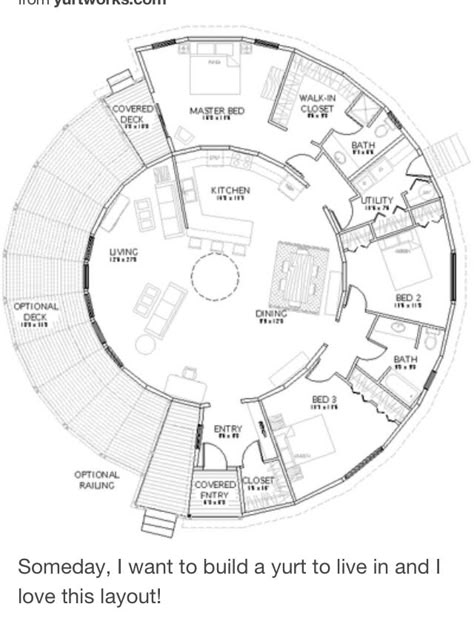 Great layout Circle Floor Plan Layout, Weird Floor Plans, Round Homes Design, Yurt Layout, Circle Floor Plan, Yurt Plans, Yurt Design, Building A Yurt, Round Homes