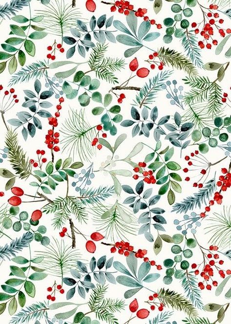 Winter Floral Background, Christmas Floral Wallpaper, Watercolor Christmas Background, Christmas Watercolor Background, Christmas Floral Pattern, Christmas Pattern Wallpaper, Wallpaper Love, Christmas Papers, Color Paper