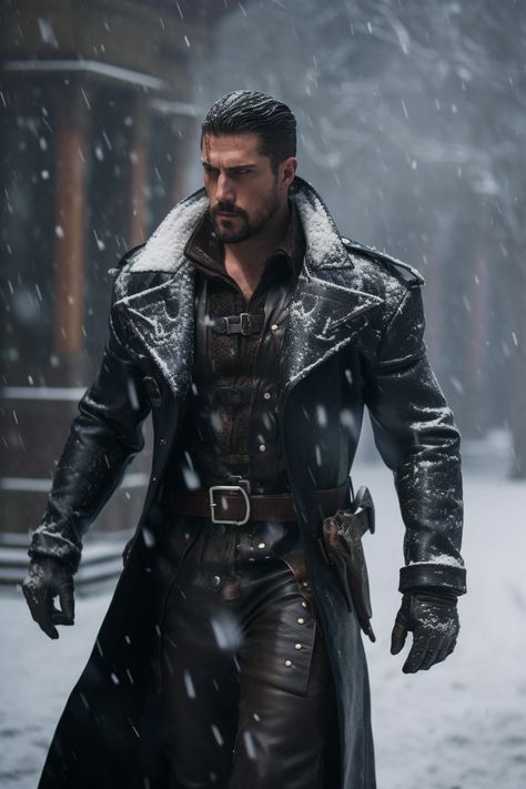 Warrior Men Art, Rugged Man, Men Character, Character Inspiration Male, Rugged Men, Falling Snow, Dark Men, Male Character, Fantasy Male