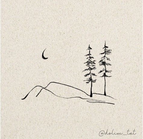 Small Mountain And Tree Tattoo, Simplistic Nature Tattoo, Fine Line Lake Tattoo, Lake House Tattoo, Mountains And Moon Tattoo, Crossroad Tattoo, Gregory Alan Isakov Tattoo, Mountain Valley Tattoo, Cohesive Tattoos