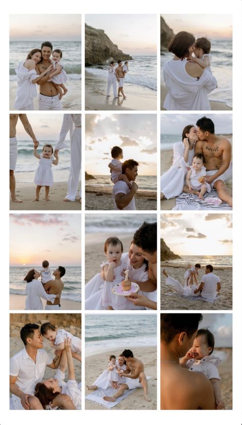 Family Photo Shoot At The Beach, 1st Birthday Beach Pictures, Family Pics Beach, Family Photo Shoot Beach Baby, Vacation Pictures Family, Editorial Family Beach Photoshoot, 1 Year Beach Photoshoot, Family Photoshoot By The Sea, Beach Family Christmas Photos