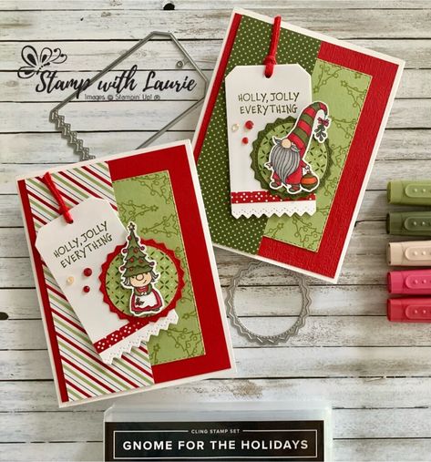 Gnome Christmas Cards, Elf Cards, No Place Like Gnome, Xmas Gnomes, Gnome Cards, Joy Christmas Card, Gnome For The Holidays, Holiday Stamping, Homemade Christmas Cards