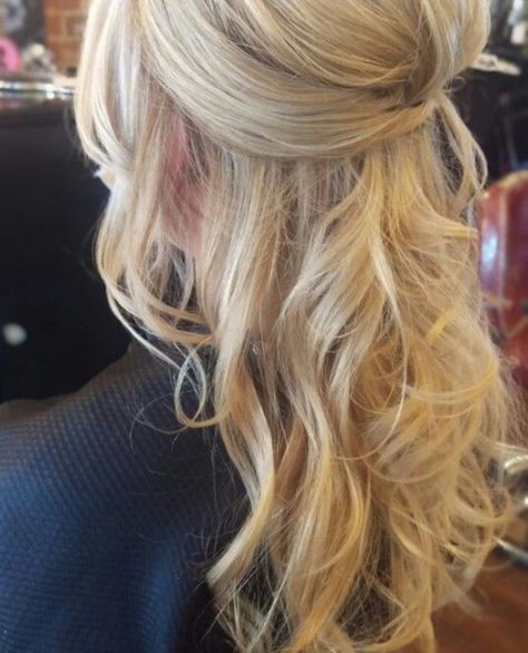 37 Beautiful Half Up Half Down Hairstyles For The Modern Bride Med Length Hairstyles For Wedding, Hair With Face Framing Pieces, Bridal Hair Half Up Medium, Med Length Hairstyles, Face Framing Pieces, Hair Pinned Back, Framing Pieces, Bridal Hair Half Up, Half Up Wedding