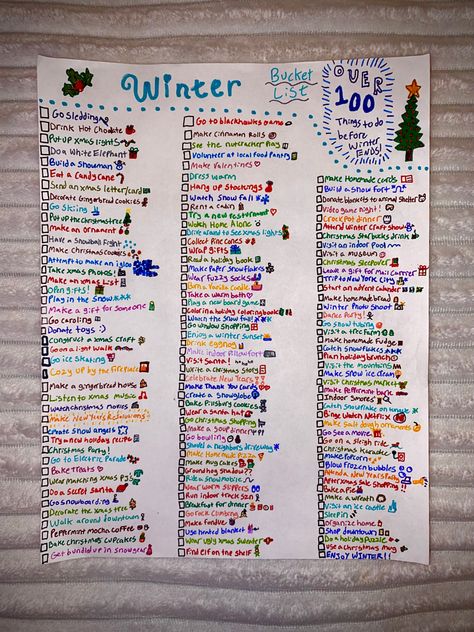 100 Things To Do This Winter, Things To Do Over Winter Break Teens, Winter To Do List Friends, Fun Things To Do During Christmas Time, Winter List Things To Do, What To Do Over Christmas Break, Stuff To Do In Winter, Things To Do This Winter, Winter Birthday Activities