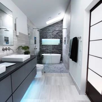 Master Bath Design, Small Bathroom Layout, Small Floor Plans, Narrow Bathroom, Contemporary Bathroom Designs, Bathroom Closet, Trendy Bathroom, Bad Design, Bathroom Countertops