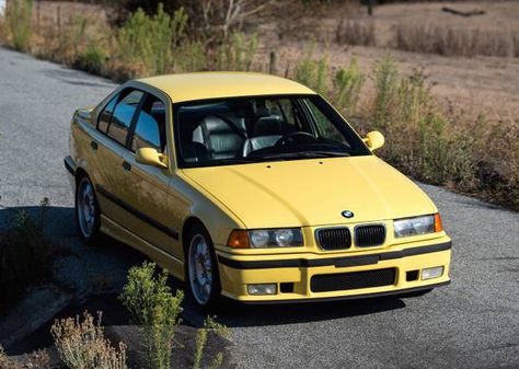 This 1997 BMW M3 is said to be one of only five known 5-speed equipped Dakar Yellow sedans with factory sunroof delete in the US. Mileage is kind of high at 205k, but the seller describes a well cared for car with typical E36 faults such as the coolant system already sorted, adding "there is no 1997 Bmw M3, E36 Sedan, Bmw 3 E36, M3 Sedan, E36 M3, German Beauty, Bmw Alpina, Sedans, Car Girl