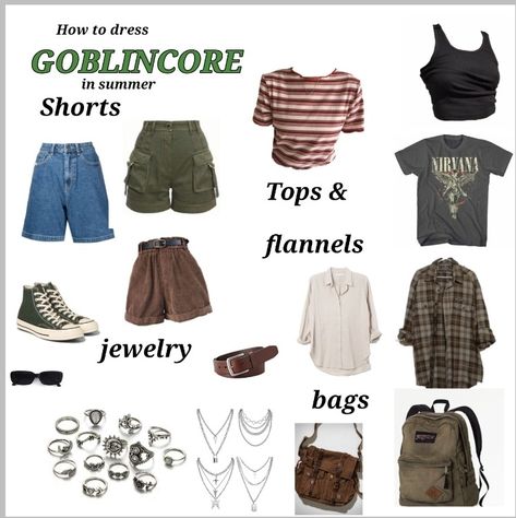 Goblincore Outfits Masculine, Crowcore Summer Outfits, Goblincore Men Outfits, Where To Buy Goblincore Clothes, Aesthetic Goblincore Outfits, Goblincore Lookbook, Masc Goblincore Outfits Summer, Goblincore Essentials, Masc Cottagecore Summer