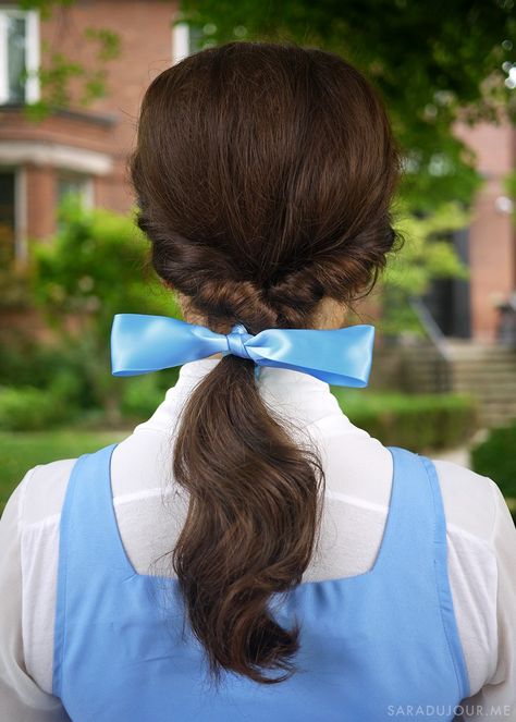 Belle Costume Blue Dress, Blue Dress Hairstyle, Belle Village Dress, Belle Costume Diy, Camp Costume, Belle Blue Dress Costume, Hairstyle Blue, Belle Blue Dress, Village Dress