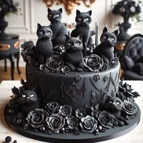 Gothic Desserts, Gothic Baking, Witchy Birthday Cake, Goth Birthday Cake, Spooky Birthday Cake, Cake For Party, Gothic Birthday Cakes, Goth Cakes, Skull Cakes