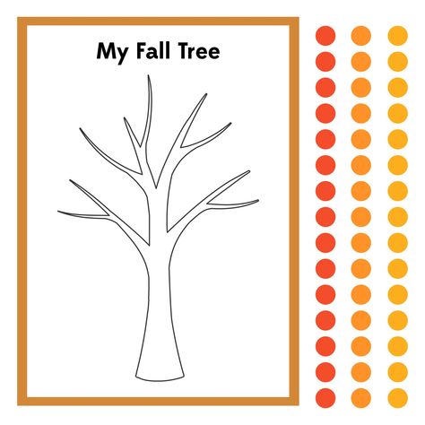 Printable Fall Tree Craft With Dot Stickers Template Fall Craft For Kids Easy, Fall Leaves Activities For Kids, Fall Tree Template, Fall Tree Crafts For Toddlers, Fall Tree Preschool, Fall Tree Template Printable Free, Printable Tree Fall, Tree Template Printable Free, Printable Trees Without Leaves