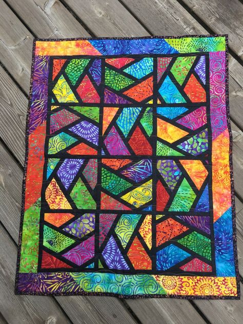 Colorful Half Hexie Finish – Stained Glass Quilts, Hexie Quilts Patterns, Patchwork Quilting Designs, Hexie Quilts, Crazy Quilts Patterns, Bright Quilts, Stained Glass Quilt, Kaffe Fassett Quilts, Hexie Quilt