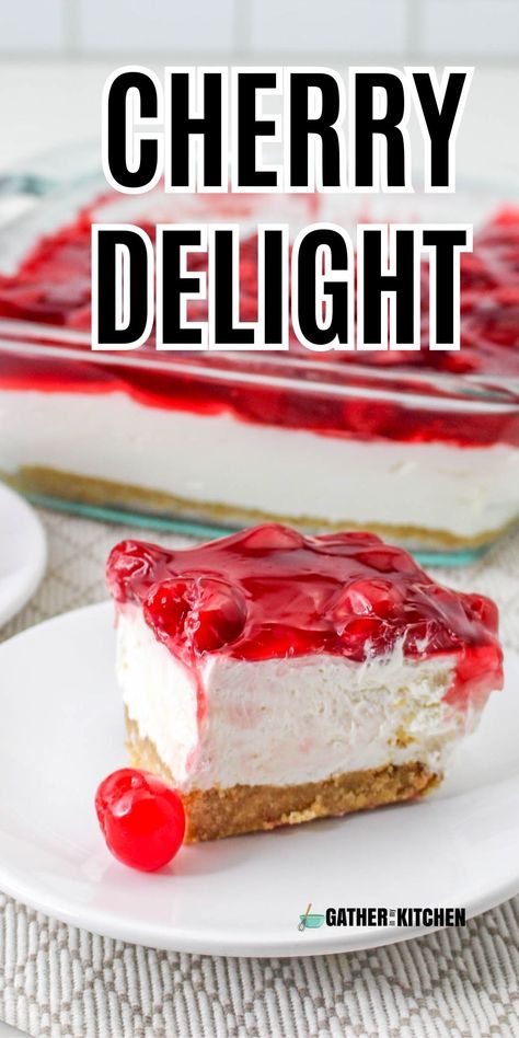 Cherry Delight Pie, Cherry Dream Whip Dessert, Cherry Cheese Delight, Cherry Delight Dessert With Pecan Crust, Cherry Supreme Dessert, Thekitchn.com Recipes, Cherry Delight Dessert With Dream Whip, Cherry Cool Whip Dessert, Classic Cherry Delight Recipe