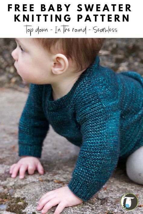 FREE Baby Knitting Pattern: This seamless knit is worked in-the-round from the top down. It's sized to fit newborns, babies, children, teens, and adults! Free Baby Sweater Knitting Patterns, Kids Sweater Pattern, Boys Knitting Patterns Free, Knitting Patterns Boys, Baby Boy Knitting Patterns, Baby Sweater Patterns, Jumper Knitting Pattern, Baby Sweater Knitting Pattern, Pull Bebe