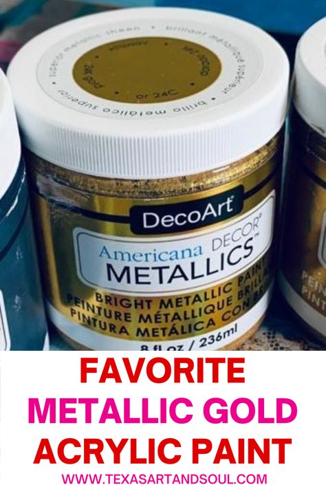 Metallic Acrylic Paint, Painting With Gold Paint, Metallic Gold Paint Colors For Walls, Best Gold Paint, Gold Painted Furniture, Gold Acrylic Painting, Metallic Pillow, Sparkle Paint, Natural Stain Wood