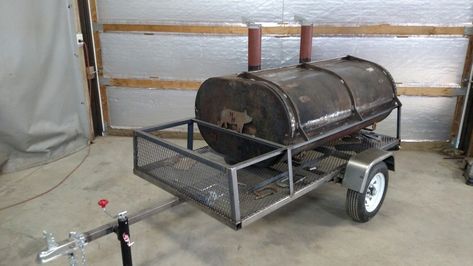 Fuel oil tank smoker Oil Tank Smoker, Pig Cooker, Bbq Trailer, Custom Smokers, Pig Roaster, Smoker Trailer, Diy Smoker, Smoker Plans, Custom Bbq Pits