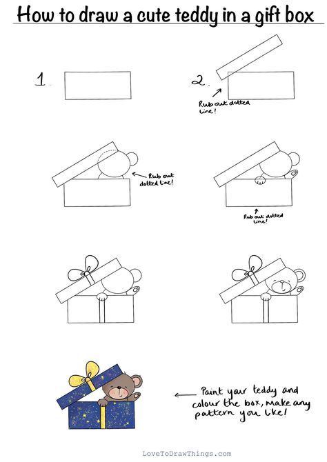 Easy Christmas Drawings, How To Draw Cute, Easy Step By Step Drawing, Dibujo Simple, Arte Doodle, Draw Cute, Christmas Doodles, Easy Doodle Art, Cute Teddy