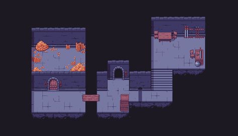 Free Dungeon Mini-Tileset by Raou Pixel Art Dungeon, Simple Pixel Art, Treasure Room, Artist Portfolio, Game Assets, Game Design, Pixel Art, Mockup, Portfolio