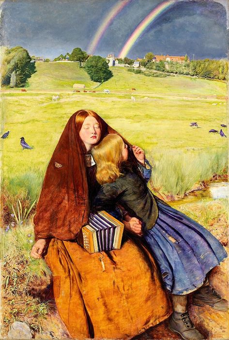 John Everett Millais - The Blind Girl - John Everett Millais – Wikipedia John Everett Millais Isabella, The Blind Girl Millais, John Collier Paintings, Blind Aesthetic, Raphaelite Paintings, Everett Millais, Pre Raphaelite Paintings, Blind Girl, John Everett Millais