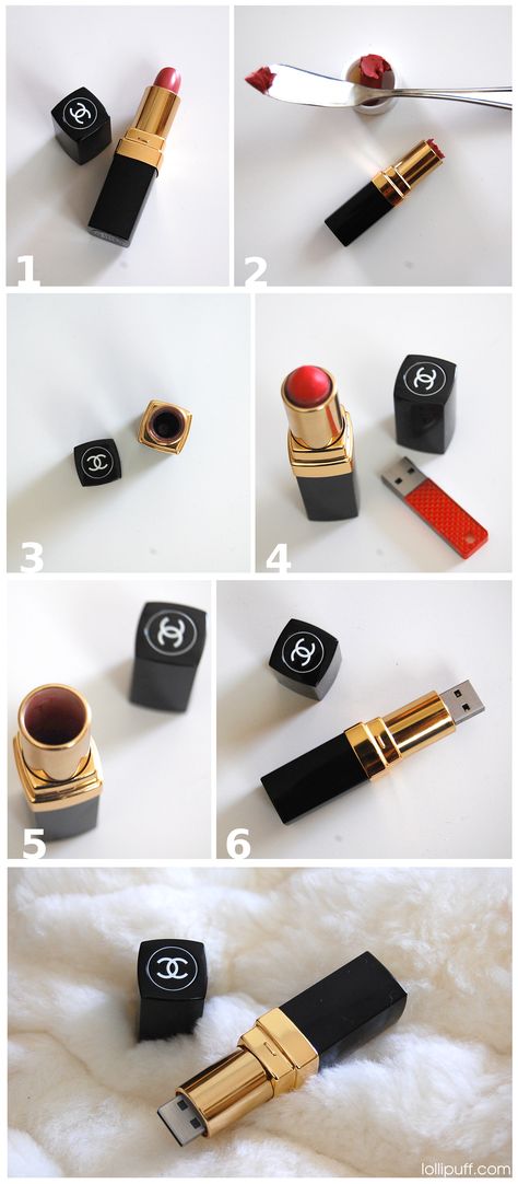 How To Make Lipgloss Keychain, Chanel Perfume Bottle Diy, Chanel Liquid Lipstick, Diy Crayon Lipstick, Escuela Diy, Cute Usb Flash Drive, Diy Lipstick, Chanel Lipstick, Usb Design