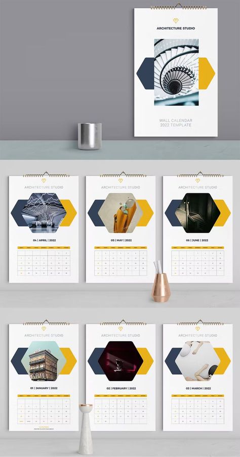 Architecture Wall Calendar 2022 Template InDesign INDD, IDML Indesign Layout, Calendar 2022, Desk Calendars, Adobe Indesign, Calendar Template, Wall Calendar, Design Template, Layout, Desk