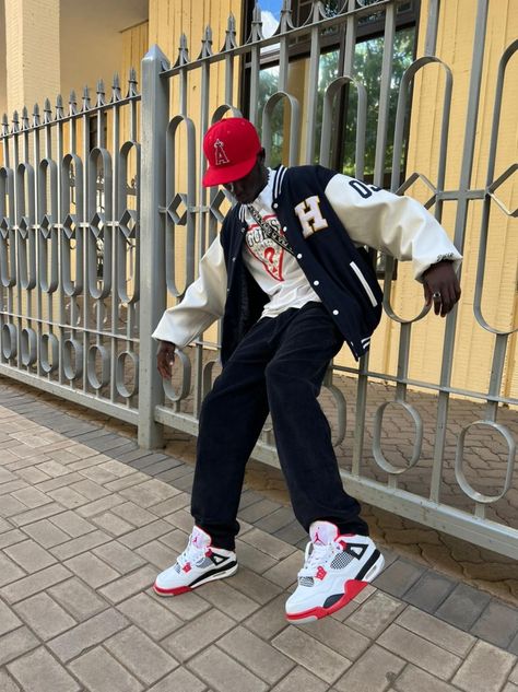 katito is wearing his baddest outfit💥💥🔥💯📌 Jordan 4 Retro Red Cement Outfit, Red Cement 4s Outfit Men, Fire Red 4s Outfit Men, Motorsport 4s Outfit, Jordan 5 Fire Red Outfit, Fire Red Jordan 4 Outfit, Jordan 4 Red Outfit, Jordan 4 Fire Red Outfit Men, Air Jordan 4 Fire Red Outfit