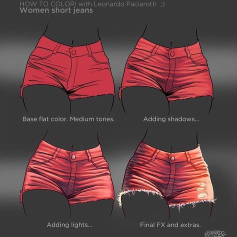 @sugoiacademy: “Shorts tutorial with @leoarts 💥💥💥 I personally don't like drawing clothes 😅” Drawing Of Anime, Study Women, Fabric Study, Jeans Tutorial, Jeans Drawing, Find Your Style Fashion, Shorts Drawing, Anime Shorts, Fashion Quiz