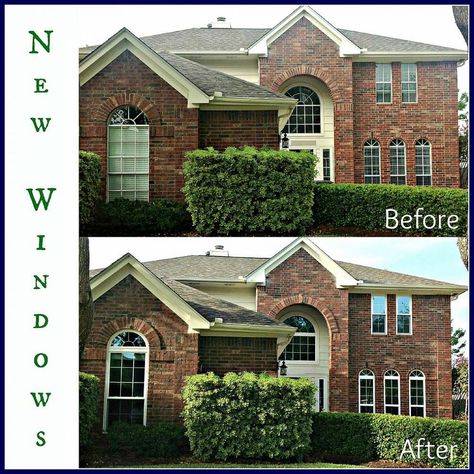 New Windows Before and After Replacement Windows Before And After, Window Replacement Before And After, Before And After Home, Tinted House Windows, Replacement Windows, New Windows, Window Tint, House Window, Window Replacement