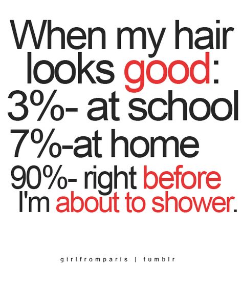 my 3% would be work cuz lord knows i've been out of school a LONG TIME!! It always looks the best when I try the least ?? Hair Quotes Funny, Hair Funny, Lol So True, Relatable Teenager Posts, Behind Blue Eyes, Hair Romance, Hair Quotes, Trendy Hair, Quotes Funny