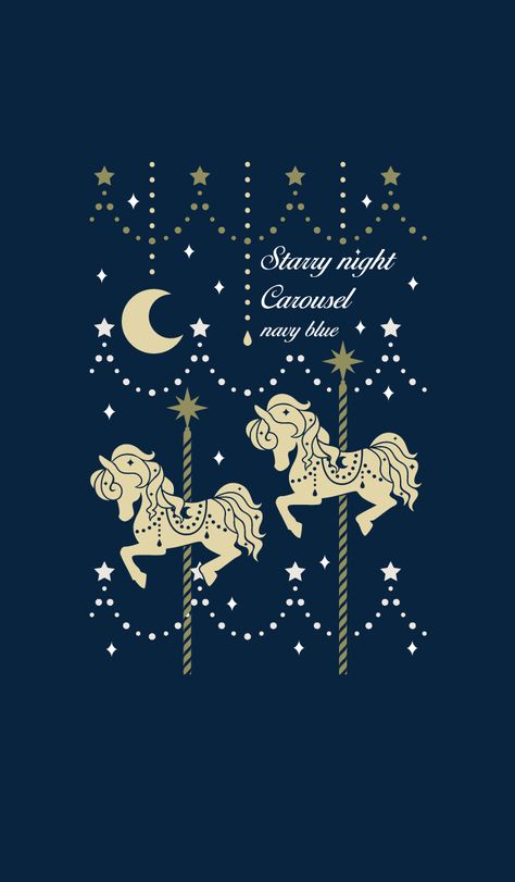 This is the simple theme of cool and cute of Starry night and Merry-go-round navy blue and beige. Carousel Wallpaper, Pegasus Wallpaper, Line Theme, Carousel Party, Illustration Product, Unicorn Wallpaper, Round Art, Pop Art Wallpaper, Aesthetic Japan