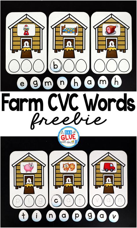 Farm CVC Words is perfect way to have students practice making words in a fun, hands-on literacy center. This free printable is perfect for preschool, kindergarten, and even first grade. It is a great addition during a farm theme in the fall as well! Animal Art Kindergarten, Farm Kindergarten, Art Kindergarten, Cvc Activities, Cvc Word Activities, Farm Unit, Farm Preschool, Farm Activities, Making Words