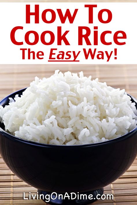 Have you wondered how to cook rice so that it turns out perfect? This easy recipe will help you make white rice that's not too dry or sticky! Honey Baked Chicken Recipes, 3 Ingredient Chicken Recipes, Make White Rice, Cooked Rice Recipes, Living On A Dime, Honey Baked Chicken, Rice On The Stove, White Rice Recipes, Delicious Rice