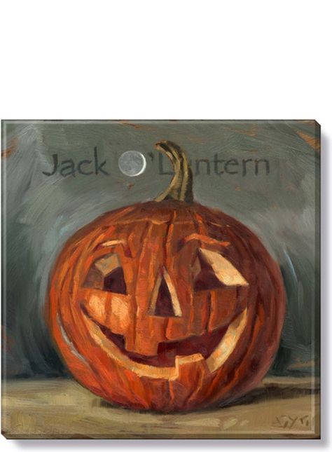 Jack O'Lantern Giclee Wall Art from Vaillancourt Folk Art Darren Gygi, Tile Painting, Tasha Tudor, Lantern Art, Pumpkin Canvas, Carved Pumpkin, Jack O'lantern, Affordable Artwork, Halloween Decorations Indoor