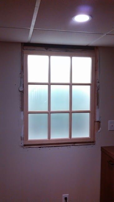 Faux Basement Window Installation by Monk's- Chatham, NJ 07928 Faux Basement Window, Faux Windows Basement, Faux Window Ideas, Fake Window Diy, Furniture Paint Ideas, Cute Basement, Fake Window Light, Big Basement, Basement Refresh