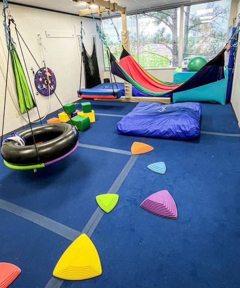 Child Therapy Room, Sensory Playroom, Play Therapy Room, Feeding Therapy, Basement Gym, Gym Room At Home, Kids Gym, Indoor Play Areas, Activities Of Daily Living