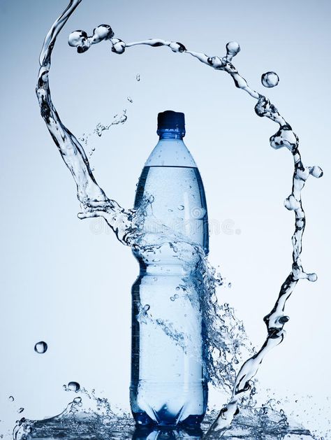 Photo about Water splashed around a plastic bottle of mineral water. Image of beverage, healthy, clear - 24496329 Image Joker, Water Bottle Label Design, Water Drop Photography, Water Quotes, Water Packaging, Bottle Of Water, Water Images, Bottle Images, Water Poster