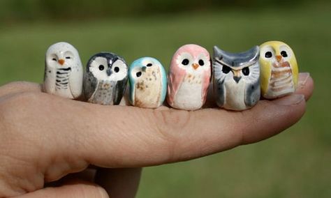 Fimo Kawaii, Clay Owl, Clay Birds, Sculptures Céramiques, Clay Animals, Cute Clay, Ceramic Animals, Clay Figures, Ceramic Birds