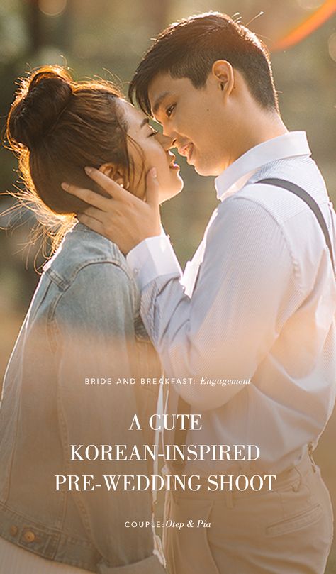 A Cute Korean-Inspired Pre-Wedding Shoot | https://brideandbreakfast.ph/2017/11/15/a-cute-korean-inspired-pre-wedding-shoot/ Korean Engagement Photos, Prenup Photoshoot Ideas, Prenup Shoot, Bride And Breakfast, Best Memes Ever, Philippines Wedding, Pre Wedding Shoot, Flirting Moves, Traditional Korean