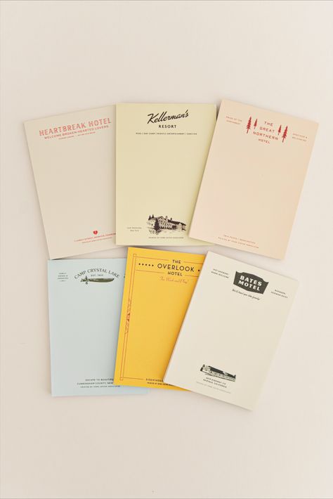 Fictional hotel notepad inspired by songs and movies! It's perfect for daily reminders and grocery shopping. 

50-page notepads

writer 

errands

to do cute notepads Hotel Paper Design, Business Notepad Design, Book Plate Design, Vintage Hotel Stationary, Cute Notepad Design, Hotel Notepad, Hotel Graphic Design, Notes Design Ideas, Print Shop Ideas