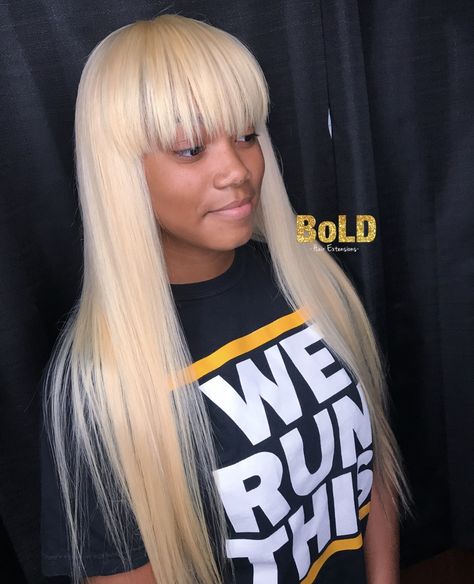 Chinese bang using a lace closure Chinese Bangs Black Women, Chinese Bangs, Diy Braids, Brunette To Blonde, Cute Cuts, Hair Rollers, Sassy Hair, Hairstyles With Bangs, Hair Designs