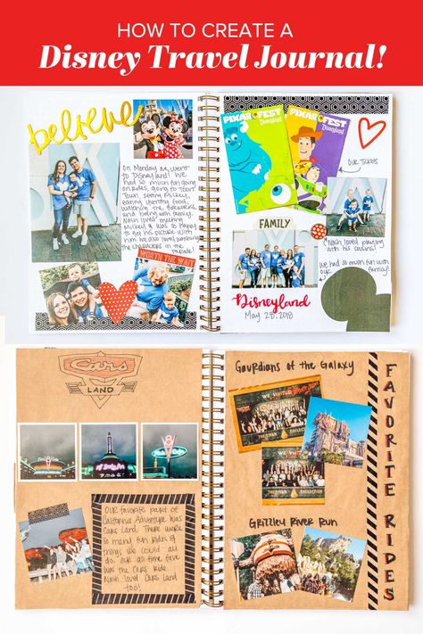 Disney Scrapbook Page Ideas, Disney Memory Book, Disney Photo Album Ideas, Disney Trip Scrapbook Ideas, Disney Journal Pages, Disney Journal Ideas, Disney World Journal, Disney Travel Journal, Amish Pasta